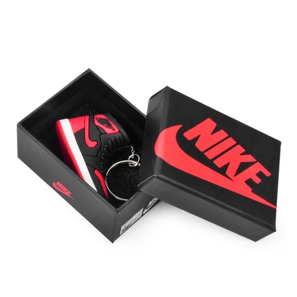 Nike Mini Sneakers Red & Black 3D Key Chain w/ Box - Picture 3 of 5